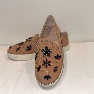 Stuart Weitzman Embellished suede sneaker/loafer